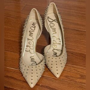 Sam Edelman Taupe Pointed-Toe Studded Flats